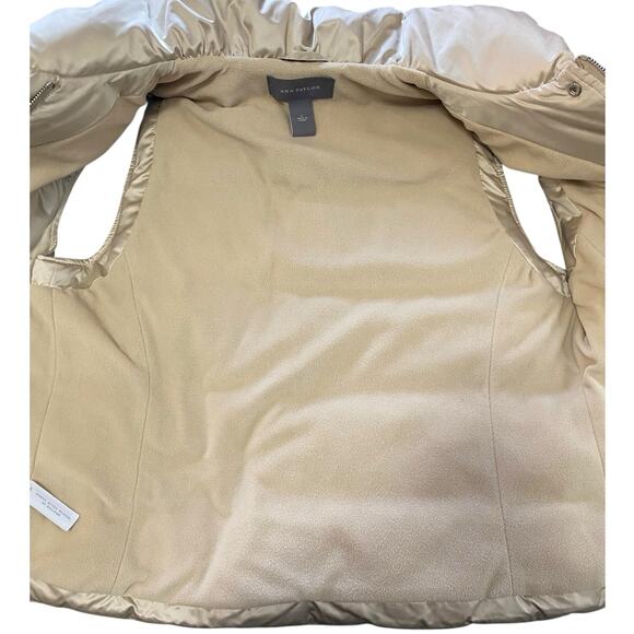 Ann Taylor Womens Puffer Vest L Shimmer Metallic Gold Fleece Lining Button Up - Picture 4 of 6